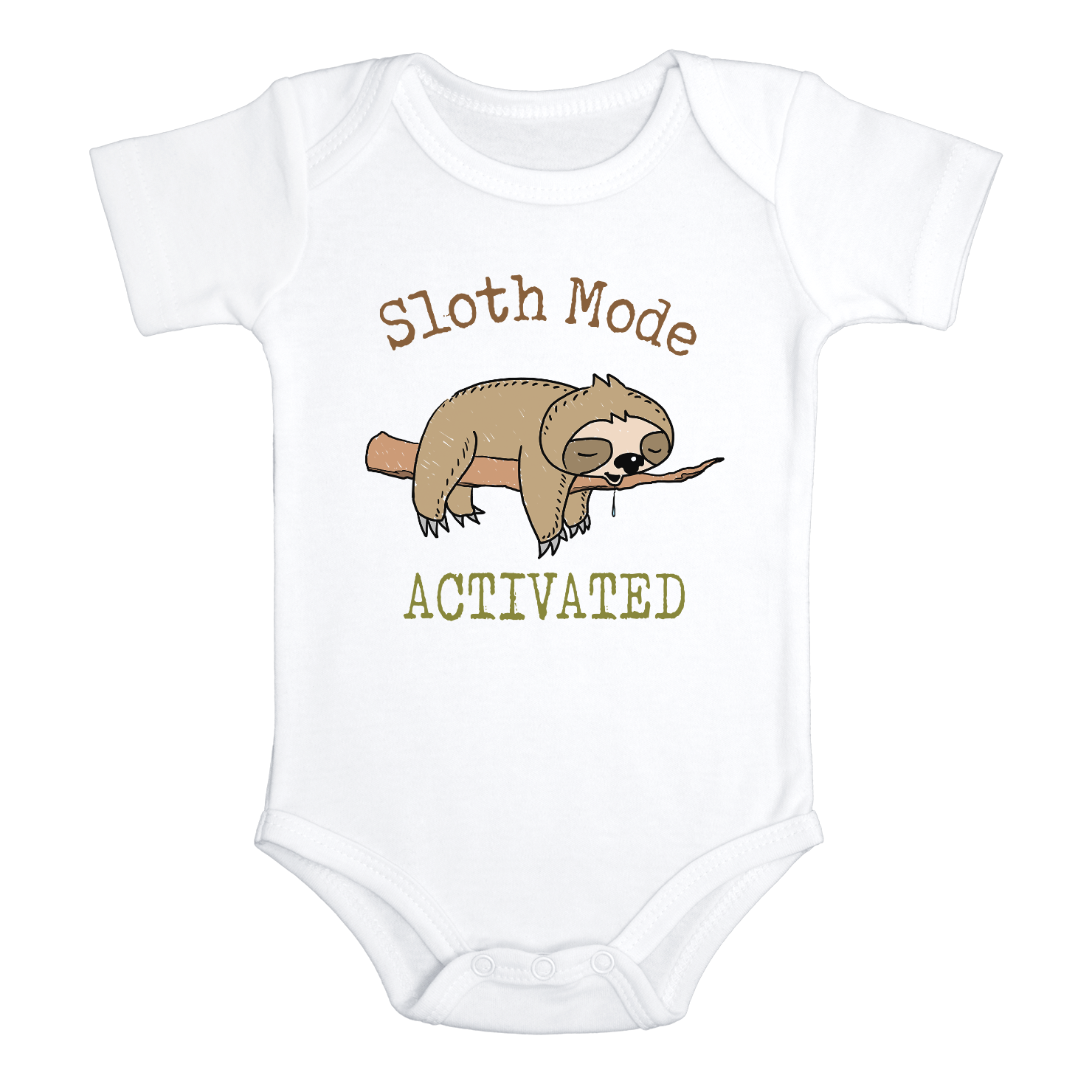 SLOTH MODE ACTIVATED Funny Baby Bodysuit Cute Sloth Onesie (white: short or long sleeve)