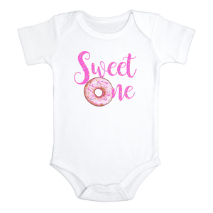 SWEET ONE Funny Baby Bodysuit/ Donut Onesie White - HappyAddition