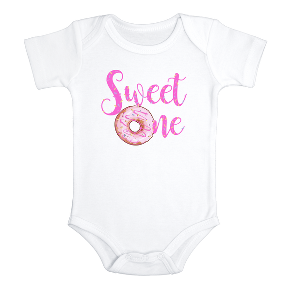SWEET ONE Funny Baby Bodysuit/ Donut Onesie White - HappyAddition