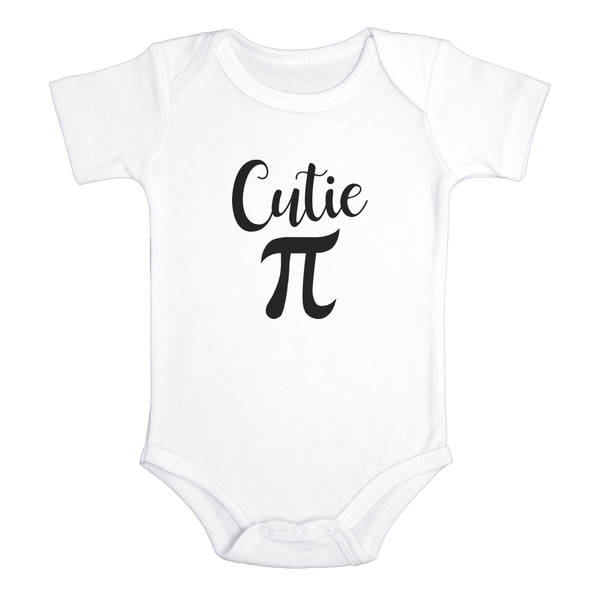 CUTIE Pi Funny baby onesies bodysuit (white: short or long sleeve) - HappyAddition