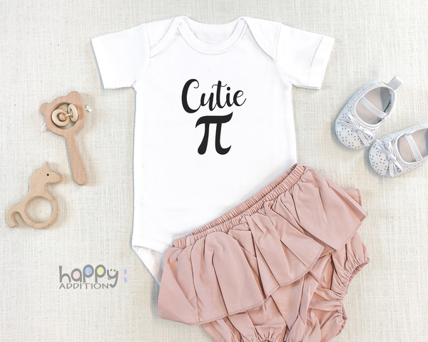 CUTIE Pi Funny baby onesies bodysuit (white: short or long sleeve) - HappyAddition