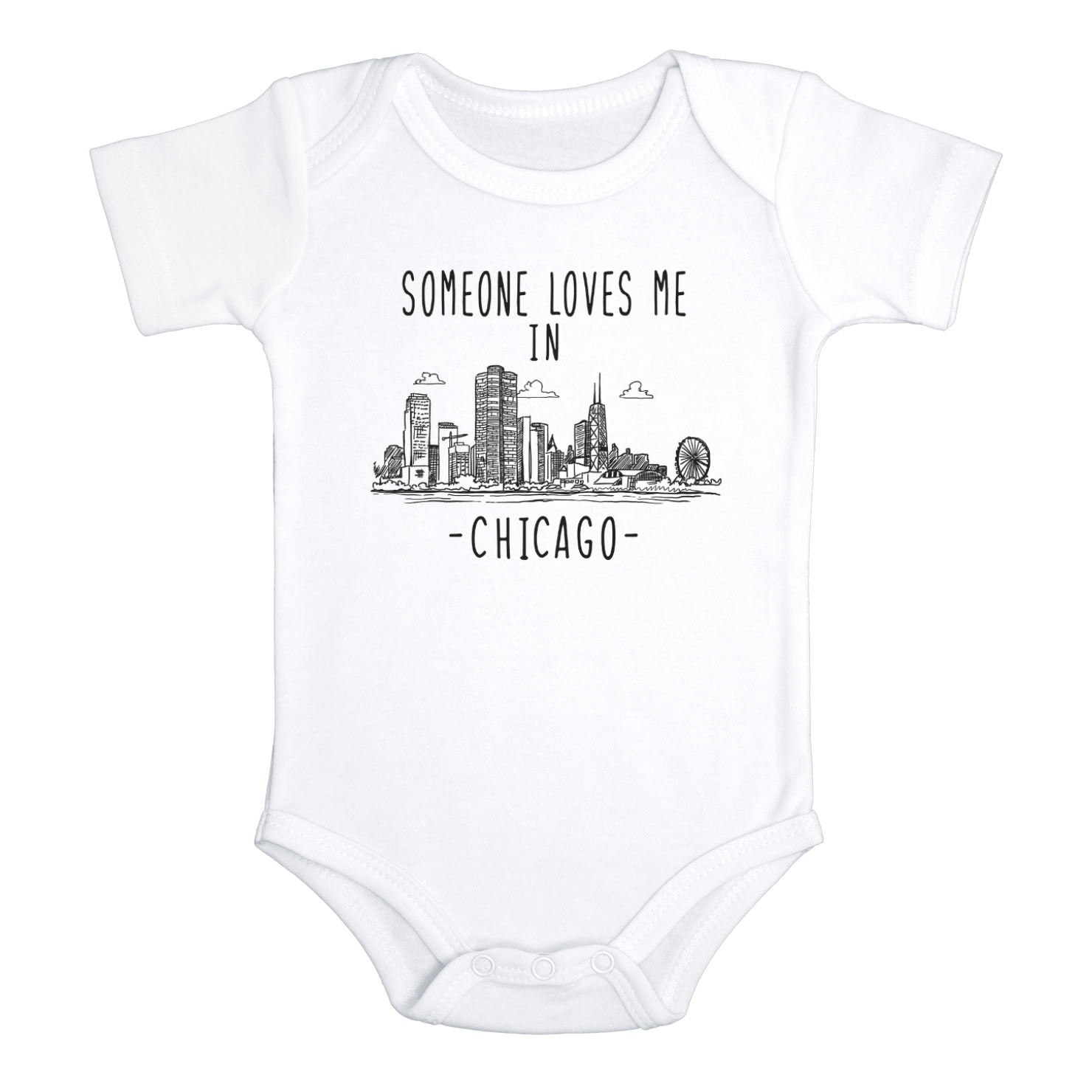 SOMEONE LOVES ME IN CHICAGO City Cute baby Illinois onesies bodysuit (white: short or long sleeve)