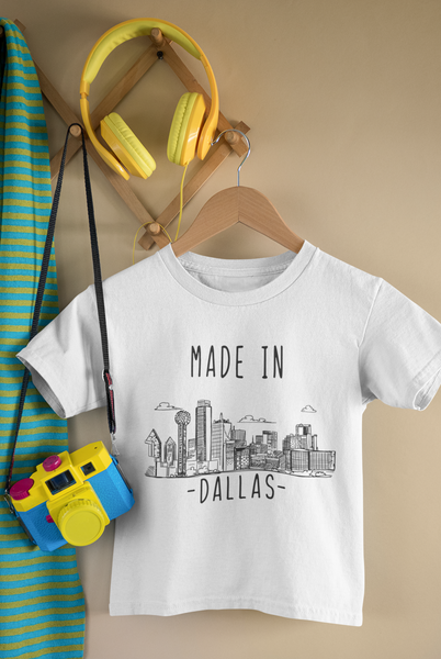 MADE IN DALLAS Texas Cute baby onesies bodysuit (white: short or long sleeve)