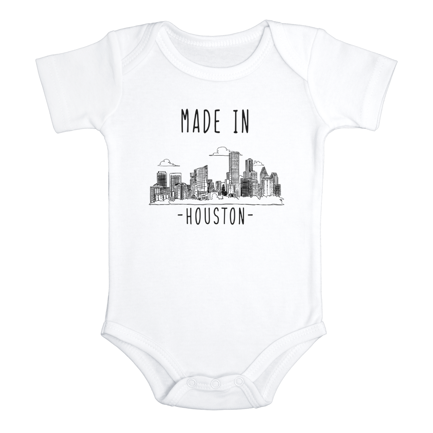 MADE IN HOUSTON Texas Cute baby onesies bodysuit (white: short or long sleeve)