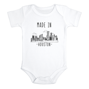 MADE IN HOUSTON Texas Cute baby onesies bodysuit (white: short or long sleeve)