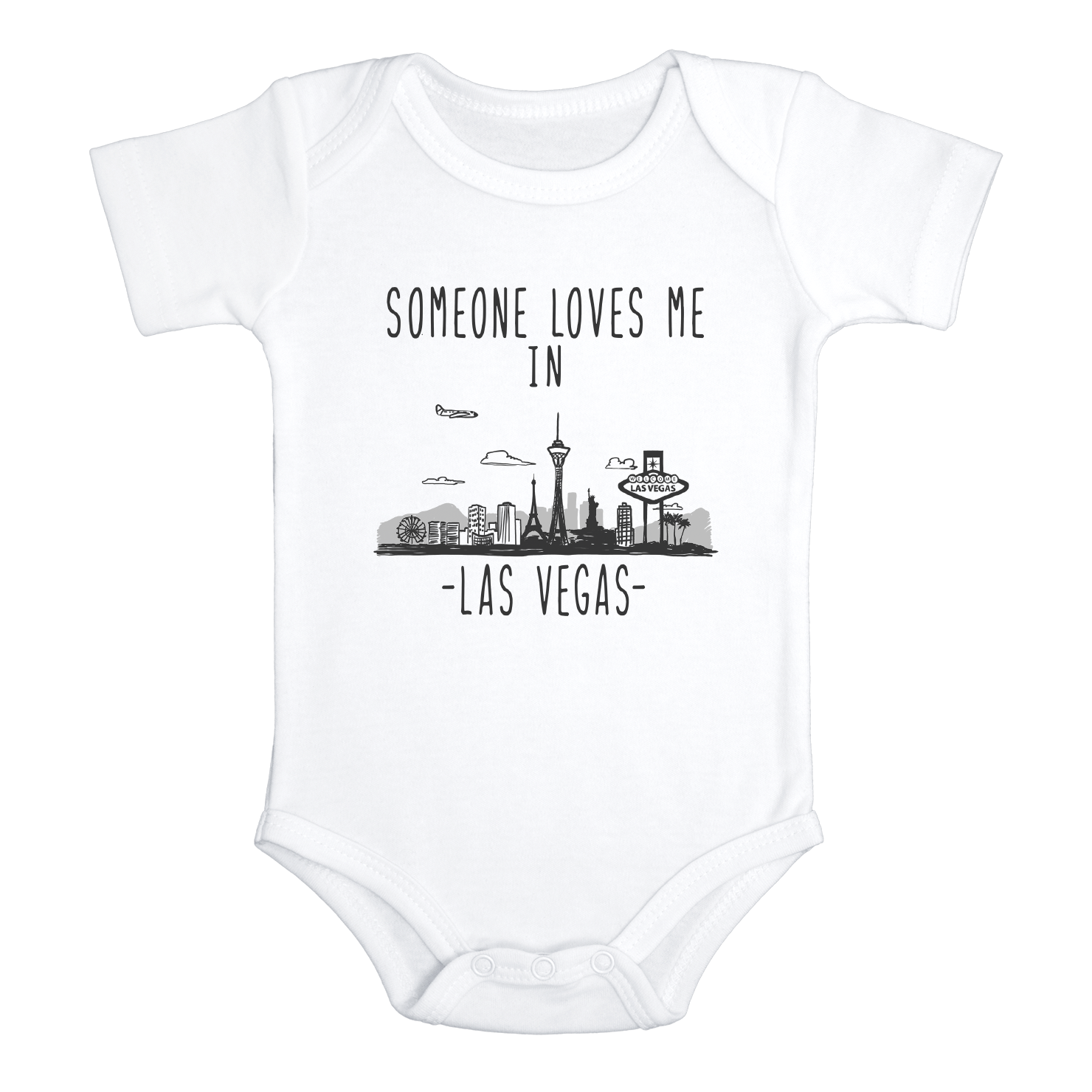 SOMEONE LOVES ME IN LAS VEGAS City Funny baby Nevada onesies bodysuit (white: short or long sleeve)