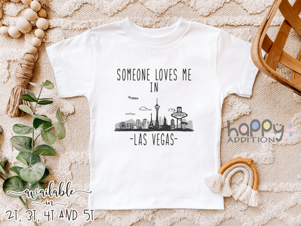 SOMEONE LOVES ME IN LAS VEGAS City Funny baby Nevada onesies bodysuit (white: short or long sleeve)