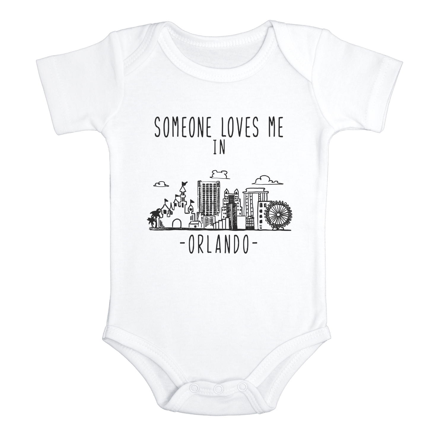 SOMEONE LOVES ME IN ORLANDO Cute Florida baby onesies bodysuit (white: short or long sleeve)