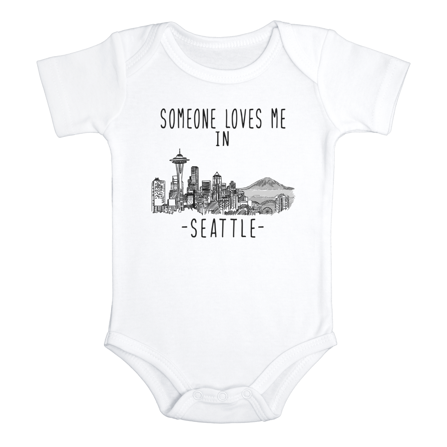 SOMEONE LOVES ME IN SEATTLE Cute Washington baby onesies bodysuit (white: short or long sleeve)