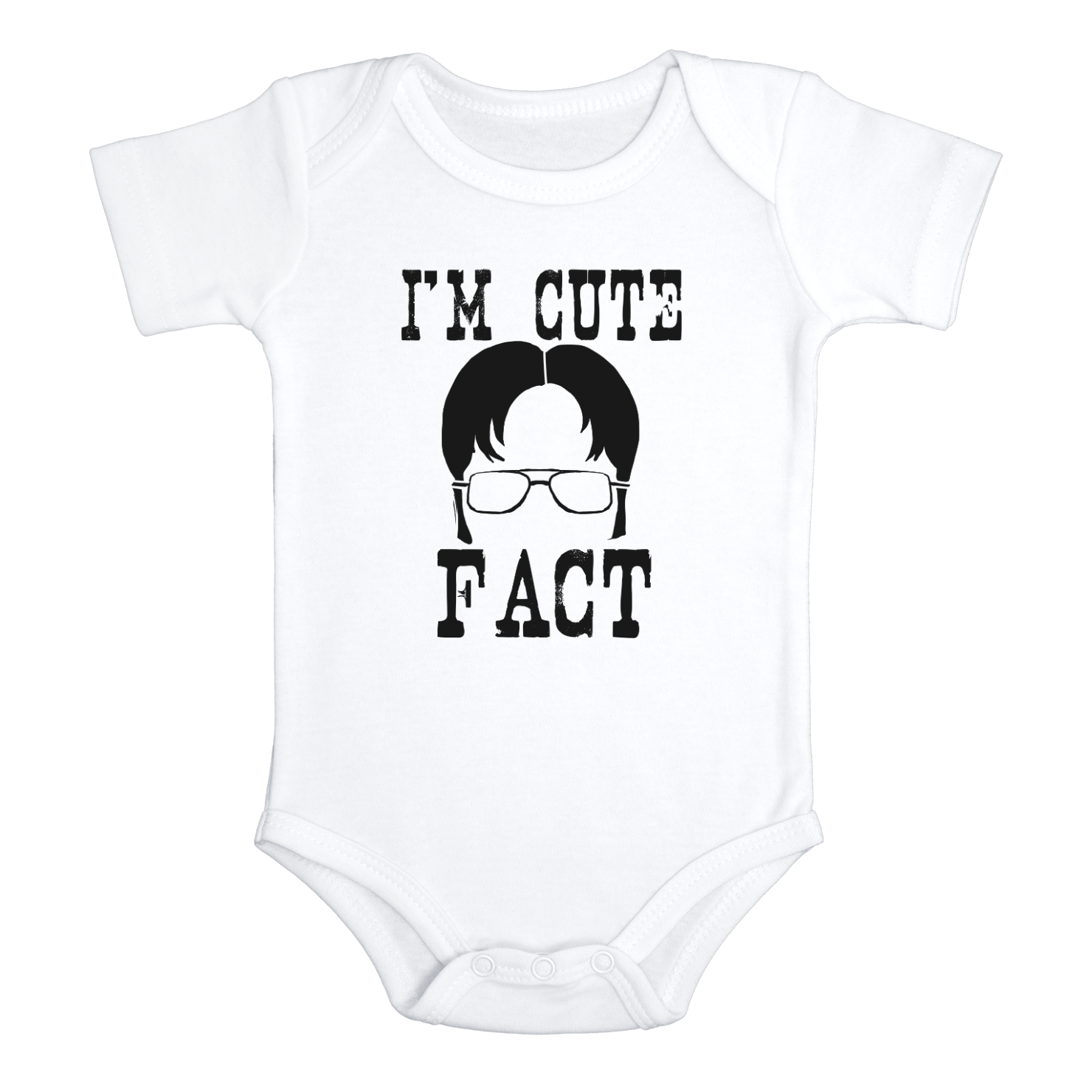 I'M CUTE FACT Funny the office baby onesies bodysuit (white: short or long sleeve)