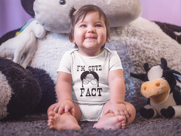 I'M CUTE FACT Funny the office baby onesies bodysuit (white: short or long sleeve)