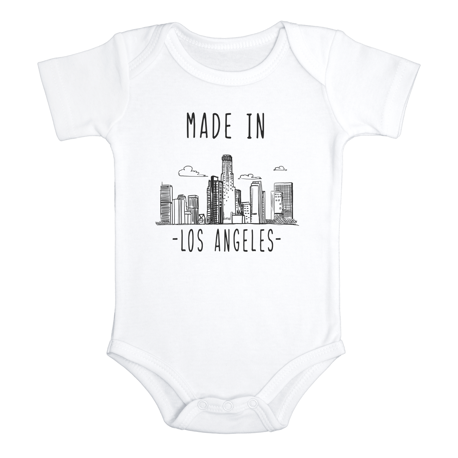 MADE IN LOS ANGELES Funny baby California onesies bodysuit (white: short or long sleeve)