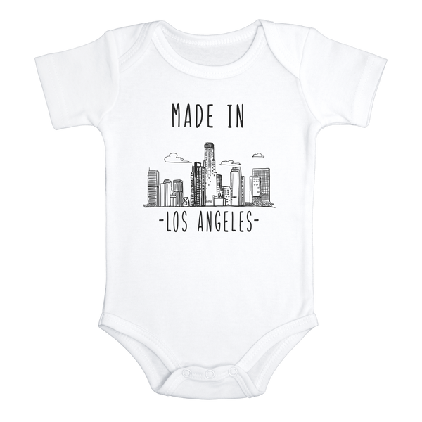 MADE IN LOS ANGELES Funny baby California onesies bodysuit (white: short or long sleeve)