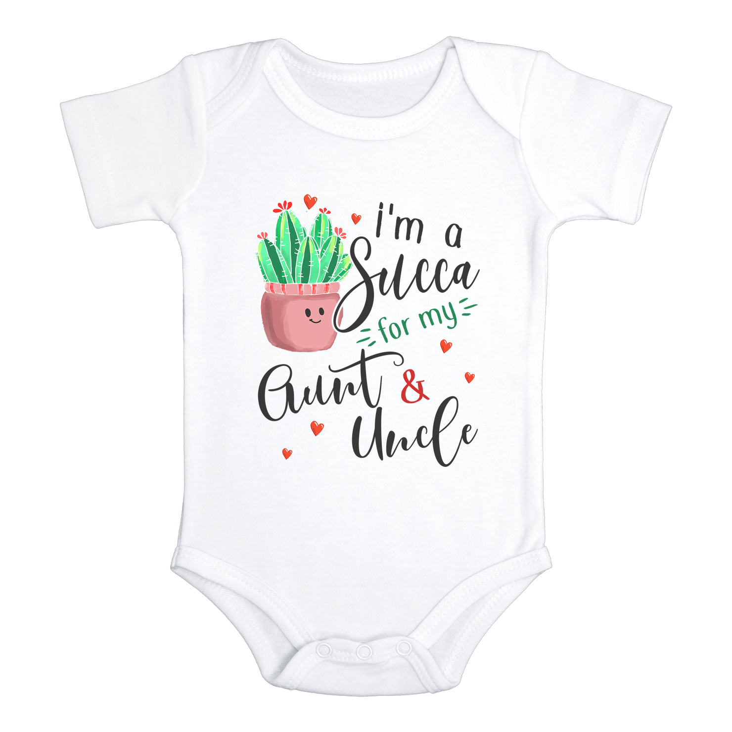I'M A SUCCA FOR MY AUNT & UNCLE Funny Succulent Baby Bodysuit/Cactus Onesie White - HappyAddition