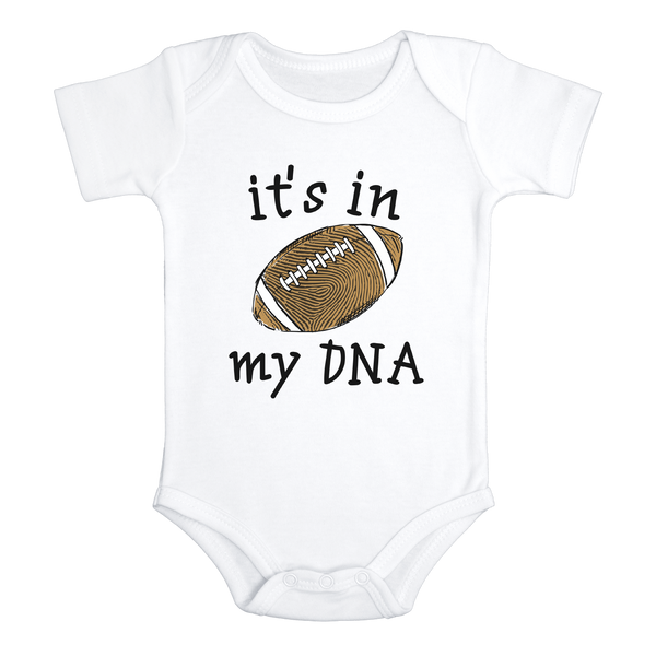 IT'S IN MY DNA FOOTBALL Funny baby sports fan onesies math bodysuit (white: short or long sleeve)