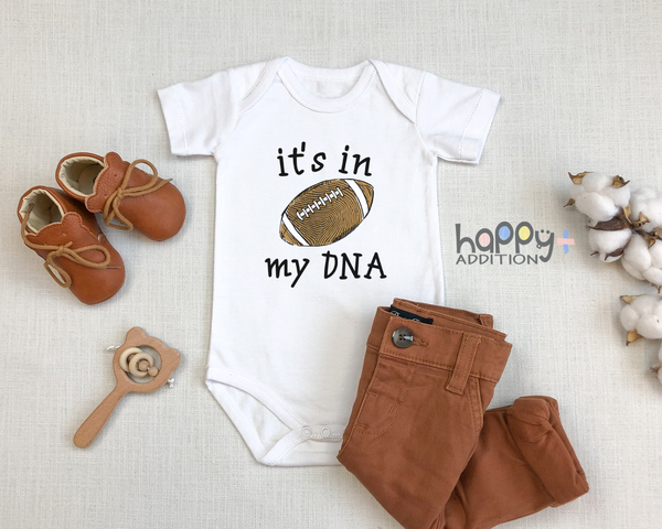 IT'S IN MY DNA FOOTBALL Funny baby sports fan onesies math bodysuit (white: short or long sleeve)