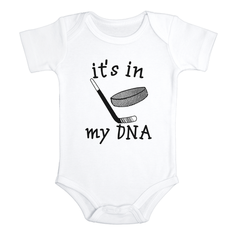 IT'S IN MY DNA HOCKEY Funny baby sports fan onesies math bodysuit (white: short or long sleeve)