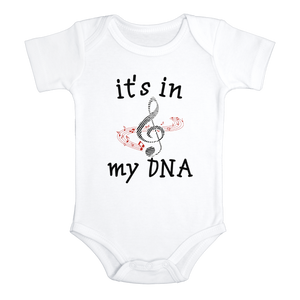 IT'S IN MY DNA MUSIC Funny baby Musician onesies math bodysuit (white: short or long sleeve)