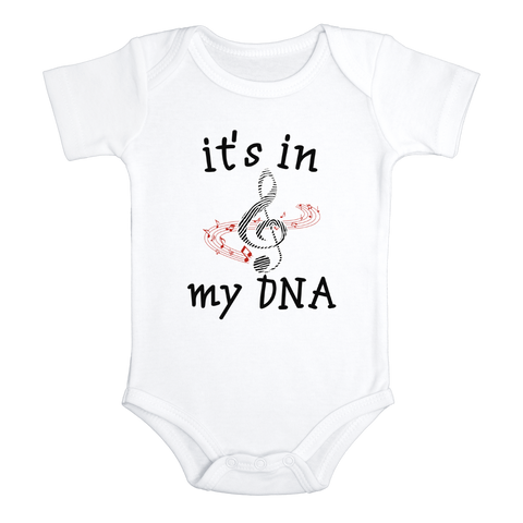 IT'S IN MY DNA MUSIC Funny baby Musician onesies math bodysuit (white: short or long sleeve)