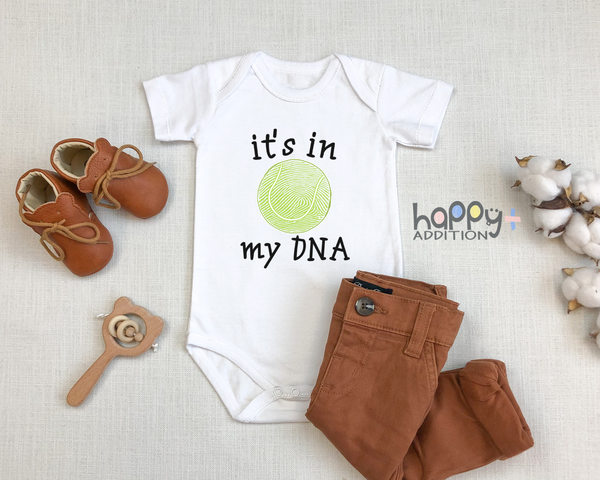 IT'S IN MY DNA TENNIS Funny baby Sports onesies math bodysuit (white: short or long sleeve)