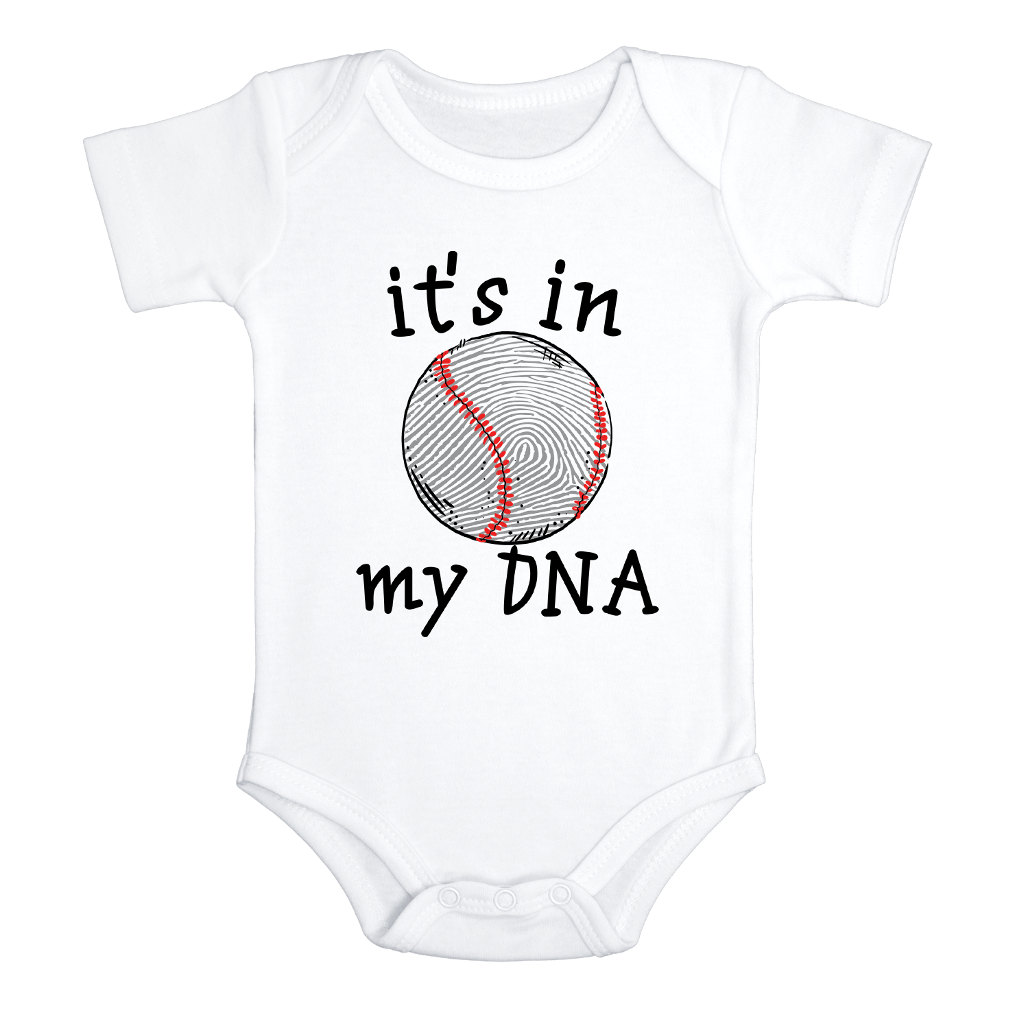 IT'S IN MY DNA BASEBALL Funny baby sports fan onesies math bodysuit (white: short or long sleeve)