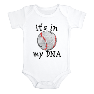IT'S IN MY DNA BASEBALL Funny baby sports fan onesies math bodysuit (white: short or long sleeve)
