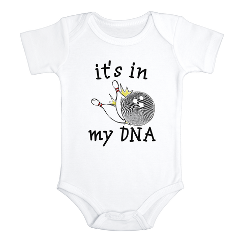 IT'S IN MY DNA BOWLING Funny baby sports fan onesies math bodysuit (white: short or long sleeve)