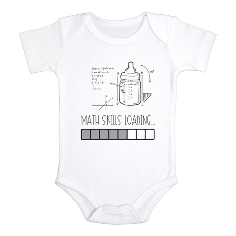 MATH SKILLS LOADING Funny baby onesies math bodysuit (white: short or long sleeve) - HappyAddition
