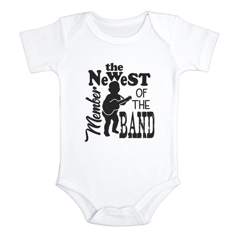 THE NEWEST MEMBER OF THE BAND Music Baby Bodysuit/Guitar Onesie White - HappyAddition