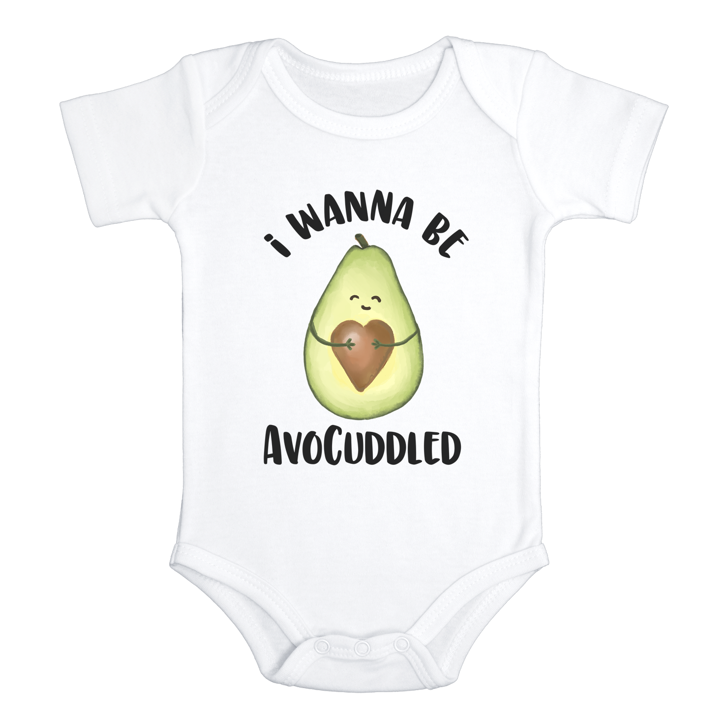 I WANNA BE AVOCUDDLED Cute Baby Bodysuit/Avocado Onesie White - HappyAddition