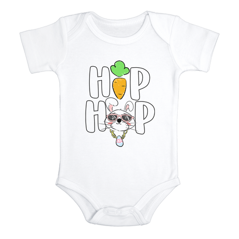 HIP HOP Funny easter baby onesies bodysuit (white: short or long sleeve) - HappyAddition