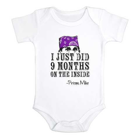 I DID 9 MONTHS ON THE INSIDE Funny the office baby onesies bodysuit (white: short or long sleeve) - HappyAddition