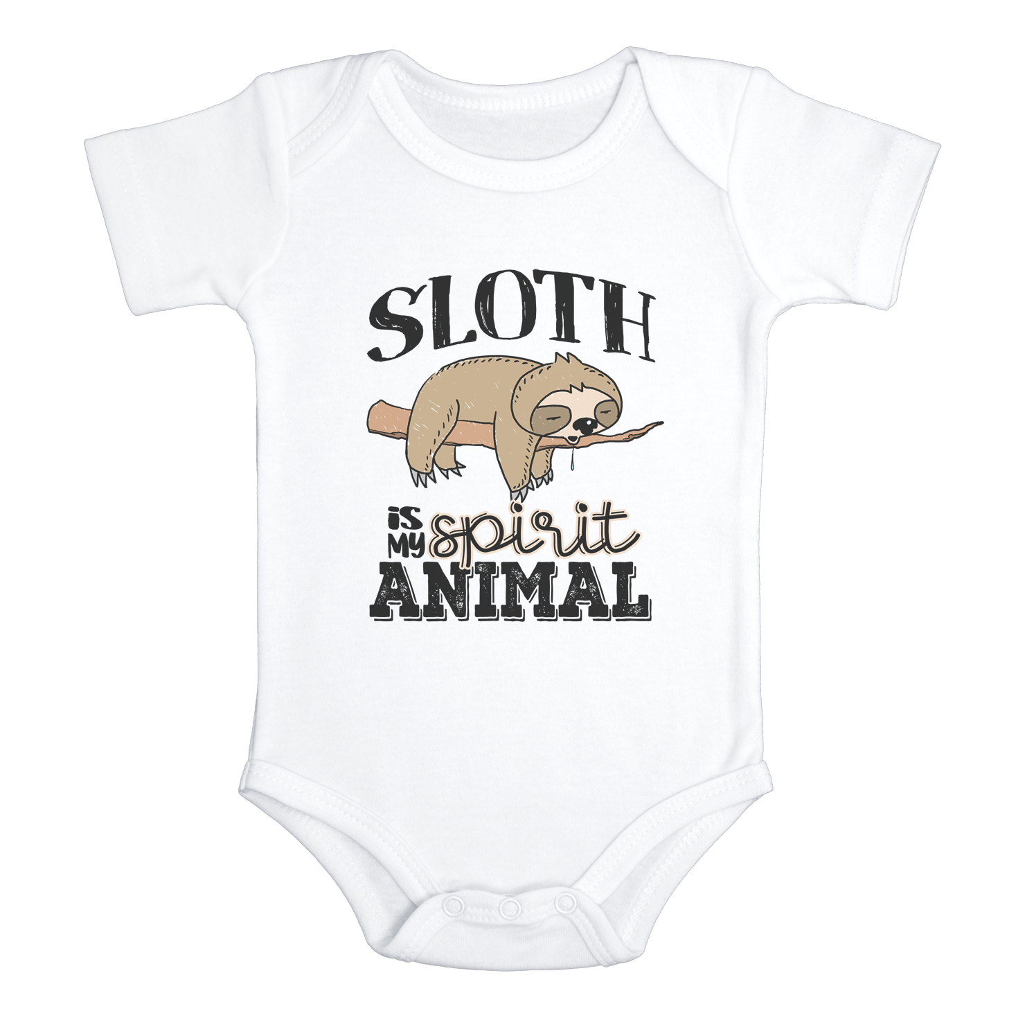 SLOTH IS MY SPIRIT ANIMAL Funny Baby Bodysuit Cute Sloth Onesie White - HappyAddition