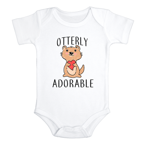 OTTERLY ADORABLE Funny Baby Bodysuit Cute Otter Onesie White - HappyAddition