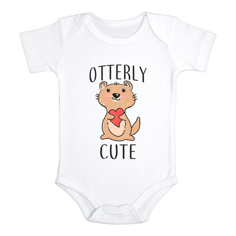 OTTERLY CUTE Funny Otter Baby Bodysuit/Onesie White - HappyAddition