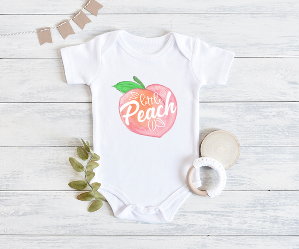 LITTLE PEACH Funny Georgia Peach Baby Bodysuit Cute Fruit Onesie White - HappyAddition