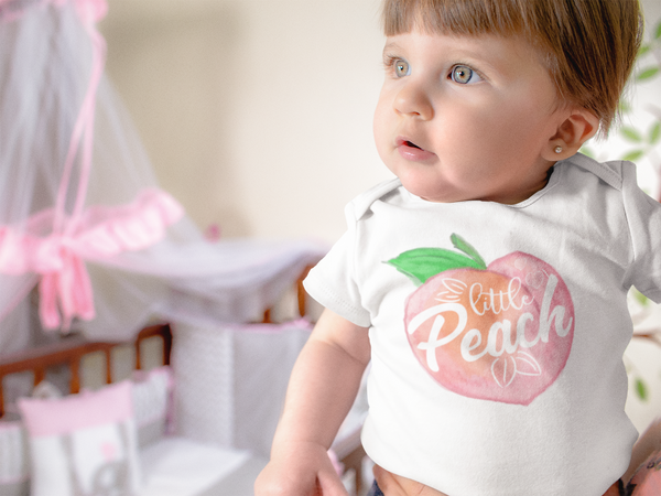 LITTLE PEACH Funny Georgia Peach Baby Bodysuit Cute Fruit Onesie White - HappyAddition