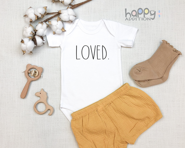 LOVED  Baby Bodysuit/Onesie White - HappyAddition
