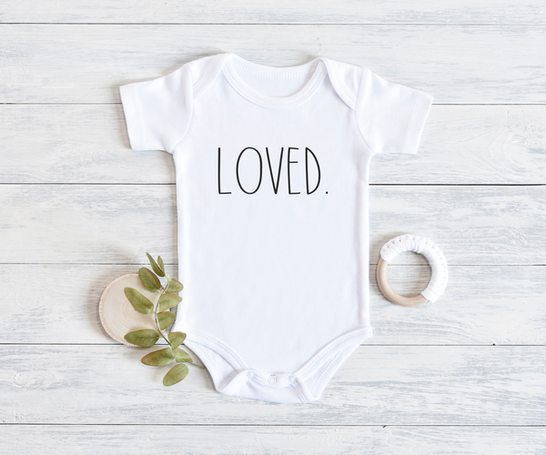 LOVED  Baby Bodysuit/Onesie White - HappyAddition