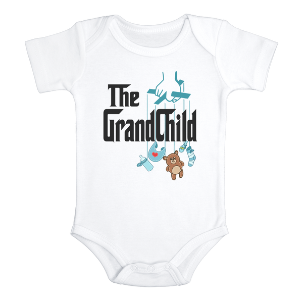 THE GRANDCHILD Funny baby onesies bodysuit (white: short or long sleeve)