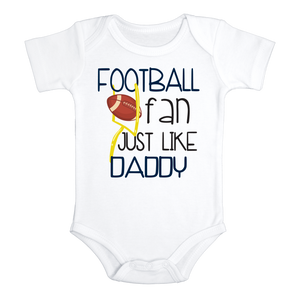 FOOTBALL FAN JUST LIKE DADDY Funny baby onesies aunt bodysuit (white: short or long sleeve)