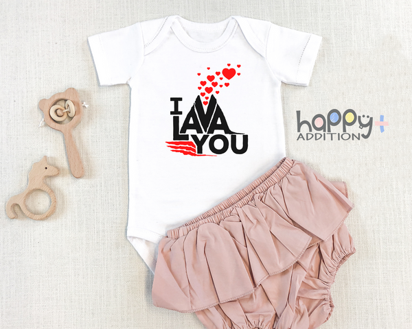 I LAVA YOU baby onesies Love Heart bodysuit (white: short or long sleeve)