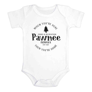 PAWNEE INDIANA PARKS & REC Funny baby onesies bodysuit (white: short or long sleeve) - HappyAddition